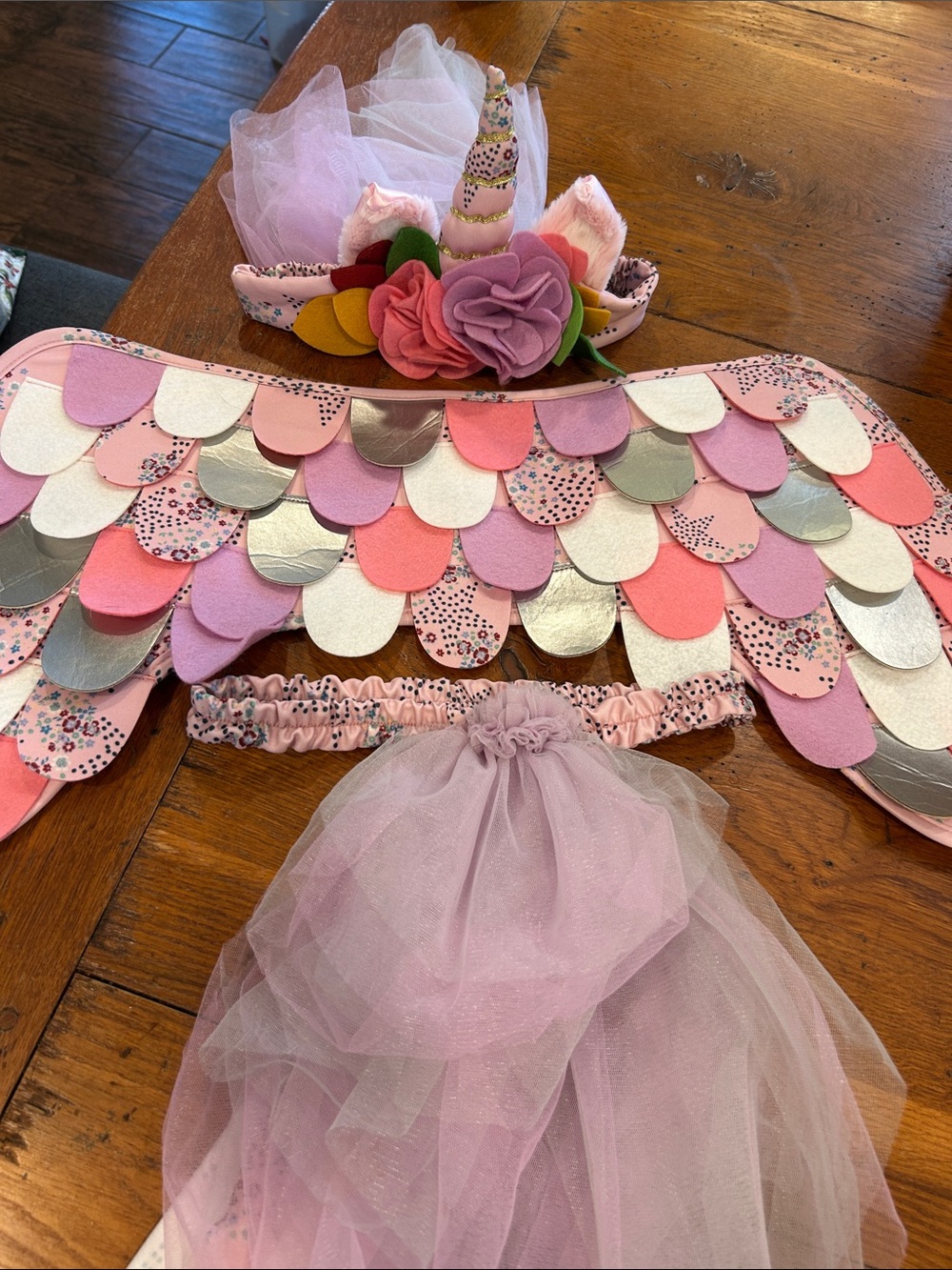 Matilda Jane Pink Unicorn Wing and Tulle Tutu Set with Floral Headband